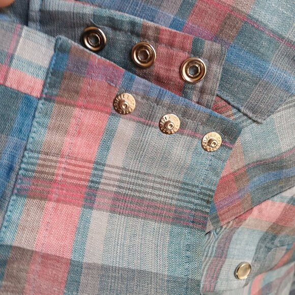 Vintage Mens Shirt WESTERN 3XL 20-35 DEE CEE COWBOY 80's DC PASTEL PLAID SNAP - Picture 6 of 8